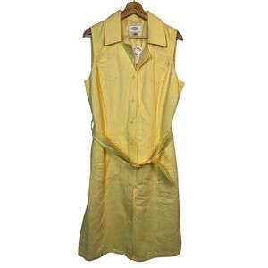 Talbots Yellow Sleeveless Button-Front Shirt Dress